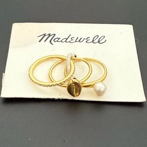 New Madewell three ring set with freshwater Pearl